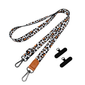 Crossbody Phone Lanyard Adjustable Fashion Leopard Neck Strap Detachable Anti-lost Cell Phone Case Long Rope With Universal Clip