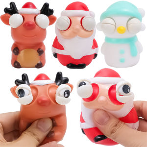 Christmas Pop Up Eyes Squishy Toys Anti Stress Balls Santa Claus Snowman Elk Decompression Squeeze Toys Kids Christmas Party Favor