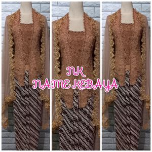 set kebaya akad nikah mocca kebaya kutubaru + longtorso + rok dan slendang