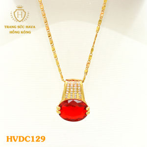 Vòng Cổ Nữ Dây Chuyền Nữ Mặt Đính Đá (Màu Trắng) Titan Xi Mạ Vàng Thật 10k 18k 24k Cao Cấp (Không Bị Đen) - Trang Sức Hava Hong Kong Phong Cách Thời Trang