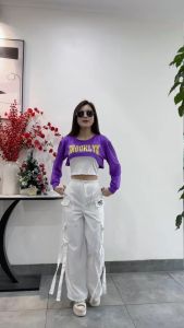 Bộ thể thao Quần kaki túi hộp dáng xuông áo thun 2 trong 1nhảy shuffle danceZumba thể thao dân vũ