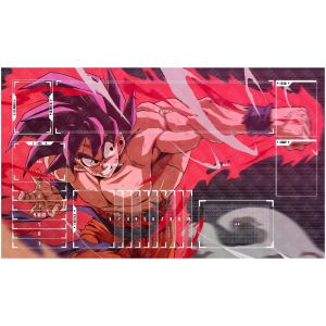 Bandai | DCG English Version Dragon Ball TCG  Playmat Son Goku Super Saiyan Rubber Single Player Battle Board Game Mat Toy Gift