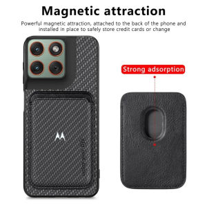Braid Faric Leather Magnet Card Wallt Holder Case for Motorola Signature Edge 70 Ultra Fusion X70 Air Pro Wireless Charge Cover