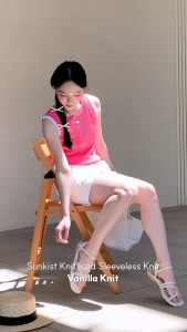 [KOREAN BRAND - VANILLA KNIT] Sunkist Iced Sleeveless Knitted Top – Summer Korean Style