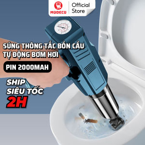 Súng Thông Bồn Cầu Bơm Hơi Tự Động Modeco Thông Tắc Chậu Rửa Bát Bồn Tắm - Khí Nén Agt Cực Mạnh 8kg Thép Không Gỉ 304