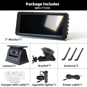 Wireless Solar Powered Energy Magnet Reverse Backup Camera with 7" Rear View DVR Recording Monitor for Camper/Truck/Trailer..