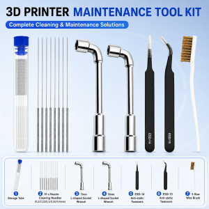 3D Printer Tool Kit Including Cleaning Needles Anti‑Static Tweezers Socket Wrench & Nozzle Brush Cleaning Kit For FDM 3D Printer