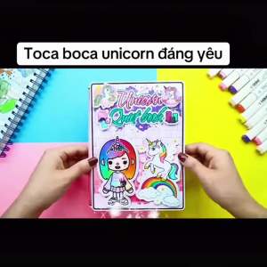 Ngôi nhà búp bê giấy Unicose Quiet Book đồ chơi thông minh bóc dán thủ công cho bé.