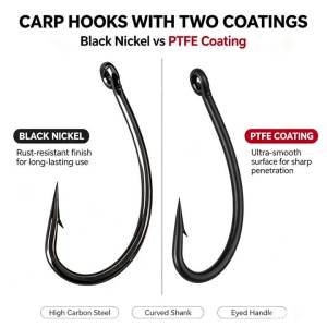 50pcs Carp Fishing Hooks Barb Curved Shank Circle Fish Hooks Freshwater Saltwater Hair Rigs Tackle for Carp Fishing