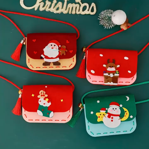 ชุดกระเป๋าสะพายไหล่คริสต์มาสDIY สำหรับเด็ก ชุดเย็บผ้าสักหลาดลายสัตว์น่ารัก ของขวัญวันหยุด