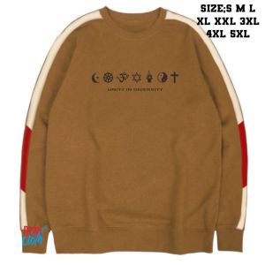 Sweater Crewneck Jumbo Unity In Diversity Casual Basic Sweatshirt Oversize