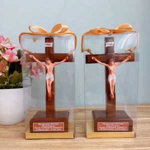 SALIB DUDUK KAYU 17CM KORPUS RESIN / KUNINGAN