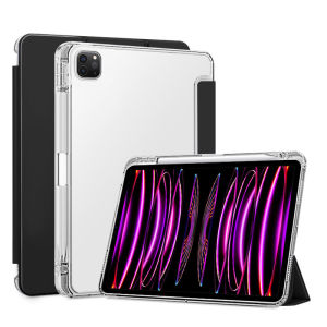 สำหรับ iPad Pro 11 2022 pro 4th Gen 11 A2435 A2761 A2762 A2759 พร้อมผู้ถือปากกาสามพับหนัง PU TPU ขาตั้งด้านหลังแท็บเล็ตฟันดา