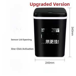 Smart Solar Powered Waste Bin High End Luxury Storage Bucket for Living Room Bathroom Automatic Sensor Trash Can Household Cleaning Tools