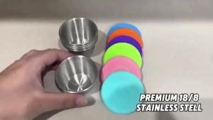 1/4Pcs Stainless Steel Dipping Sauce Cups Condiment Dishes With Leakproof Silicone Lids Reusable Salad Dressing Food Container