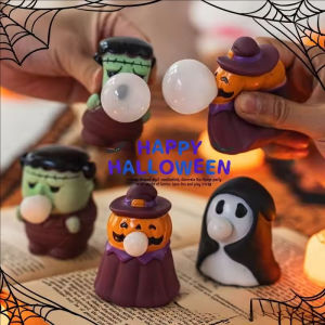 YESPERY Halloween Stress Toy Ghosts Pumpkin Blow Bubbles Squishy Squeezing Toy Halloween Decoration Festival Party Accessories Kids Gift
