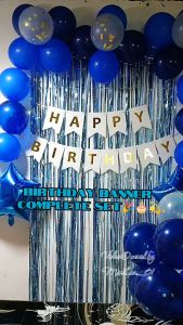 50pcs Balloon Foil Curtain Happy Birthday Banner set Birthday Party Decorations Background with 18inch Star Foil Balloons Ornaments