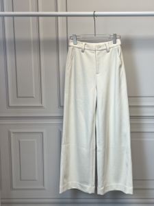 New 2025 Autumn Soft Comfortable High Quality Acetate Wool Floor-Length Casual Pants Wide Leg High Waist Button Closure