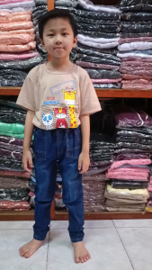 TopOne88 Celana Panjang Jeans Anak Laki Laki Bahan Denim 10 Onz Full Karet Tanpa Resleting Usia 6-12 Tahun