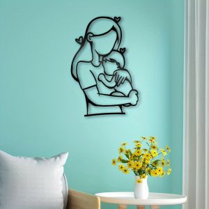 CIFbuy | Tấm Bảng Kim Loại Nhôm Đen Trang Trí Tường - Chủ Đề Gia Đình Mẹ Con Quà Tặng Trang Trí Nhà Cửa