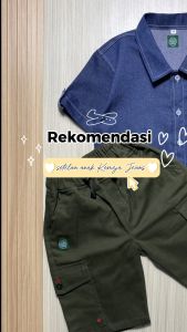 Setelan Anak Laki-laki: Kemeja Jeans & Celana Cargo Pendek 4-12 Tahun