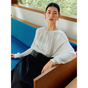 French Pleated Silk-blend Satin Shirt