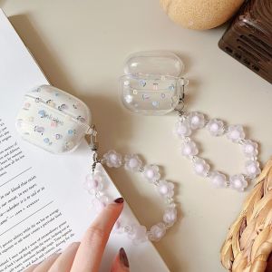 For Lenovo LP40/LP40 Pro Wireless Earbuds Case Bling Glitter Soft TPU with Hand Chain Bracelet Hearts Butterflies Flowers LP40/LP40 Pro Earphone Accessories
