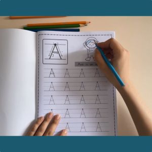 52 Pages English Learning Letter ABC Alphabet Line Tracing Calligraphy Practice Handwriting Workbook Kindergarten Preschool Education Children Learn To Write Activity Worksheets for Writing Pen Control Training Montessori Educational Toy for Kids 2-6 Year