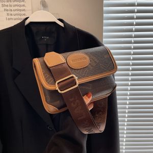 Small Bag Female 2023 New Arrival Print Letter Wide Shoulder Straps Messenger Bag Chest Bag Waist Bag K-style All-Match Mobile Phone Bag Tide