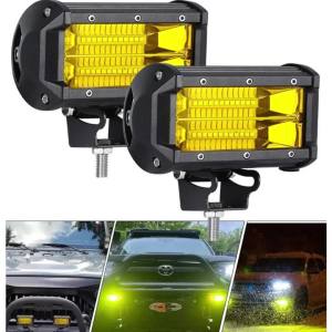 Yellow Fog Lights 5 Inch 72W Led Light Bar Off Road Amber Led Driving Lights For Trucks Jeep ATV UTV SUV Boat Marine 4X4