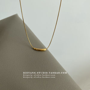 ZUORAN Minimalist Versatile Eggplant Pendant Geometric Bent Tube Titanium Steel Plated Gold Chic Necklace Fashion Jewelry Accessory