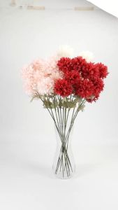 BallMan Panjang Bunga Dandelion Bulat Pompom Krisan Flower Isi 3 Kelopak Tangkai Panjang 65cm Artificial Hiasan Pesta Pernikahan Dekorasi Kamar Bucket Rumah Ruang Tamu Cafe Hotel Premium Import Berkualitas Artifisial