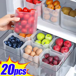 10Pcs Refrigerator Food Fresh Box / Plastic Storage Box / Fridge Side Door Fruit Vegetable Spice Food Storage Container / Household Kitchen Organizer