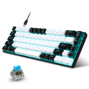 HXSJ | Hot sale HXSJ V800 68 key wired keyboard Hot swappable switch ergonomic ice blue backlight durability gaming mechanical keyboard
