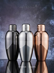 ARTZOOM Shaker กระป๋องผสมเครื่องดื่มเหล้าแบบสามชั้น สแตนเลสสไตล์ญี่ปุ่นและอังกฤษ เครื่องมือทำเครื่องดื่มสำหรับบ้านและอเนกประสงค์