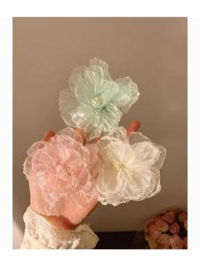 Elegant White Lace Hair Clip with Floral Design for Side Bangs and Beach Style Perfect for Spring and Summer