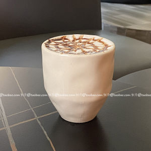 Simple White Ceramic Hand Punch Coffee Cup Chubby Doodle Shape Cup Asymmetrical Coffee Cup Mug Afternoon Tea