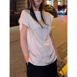 QINGNAER | Elegant and Minimalist Satin Shirt Plus Size