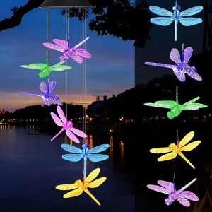 1 Đèn LED Đổi Màu Bướm Chuồn Chuồn Chim Ruồi Năng Lượng Mặt Trời Chuông Gió Ngoài Trời Chống Nước Quà Tặng Phong Cách Hiện Đại Đèn Năng Lượng Mặt Trời