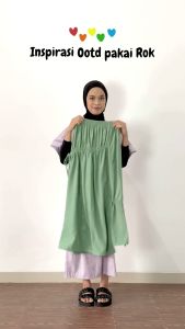 Ghanimi - Seulgi Skirt /  Rok Rayon Polos / rok kondangan kekinian / rok korean style daily casual formal / rok serut tali unik / rok karet adjustable