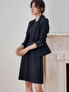 Roey s house | Elegant Professional Dark Blue Suit Autumn Important Occasions Two-Piece Dress Set