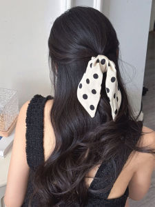 Lost Romance Liu Yifei Same Style Bows Ribbon Polka Dot Ponytail Hair Jaw Clip Hair Clip Shark Clip Headdress