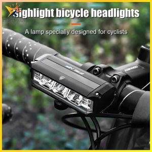 Bike Headlight Flashlight Aluminium Alloy Handlebar Front Lamp High Brightness Type-C USB Rechargeable Cycling Accessories