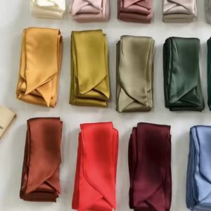 Long Silk Women Narrow Long Scarf 200x5cm Solid Color Chiffon Silk Rubber Red Tie Black Bag Ribbon Headbands Choker Streamer