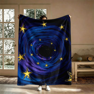Chăn Lông Cừu Sao Vàng Starry Tunnel 100% Polyester Lông Cừu San Hô Phong Cách Hiện Đại Cho Ghế Sofa Giường Văn Phòng Du Lịch Cắm Trại - Sử Dụng Bốn Mùa