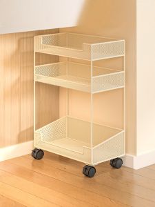 Movable Bookshelf with Wheels Layered Storage Rack