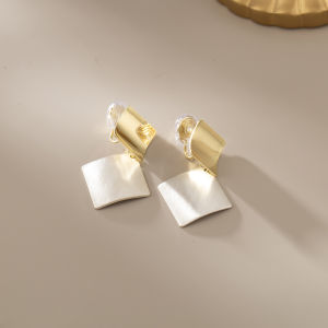 Daily Commute Color Block Diamond Shape Fashionable Elegant Womens Earrings No Piercing Mosquito Coil Clip-On Studs