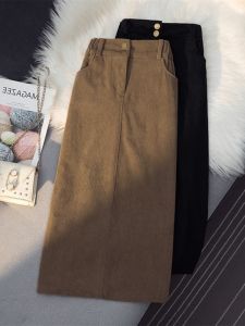 Elegant Trendy A-line Long Skirt Corduroy
