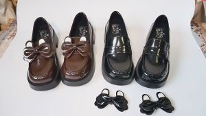 Womens Shoes Flat Sole Shoes British Style Black Leat