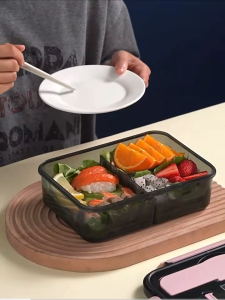 1100ml/1500ml Lunch Box Sealed Insulated Plastic Microwave Bento Box with Fork Spoon Student Office